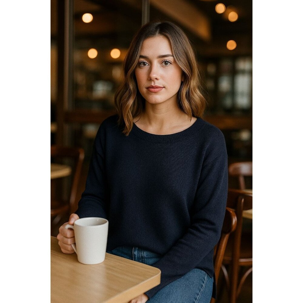 Gap Wool Blend Sweater S Navy Blue Crewneck Soft Knit Minimalist Classic